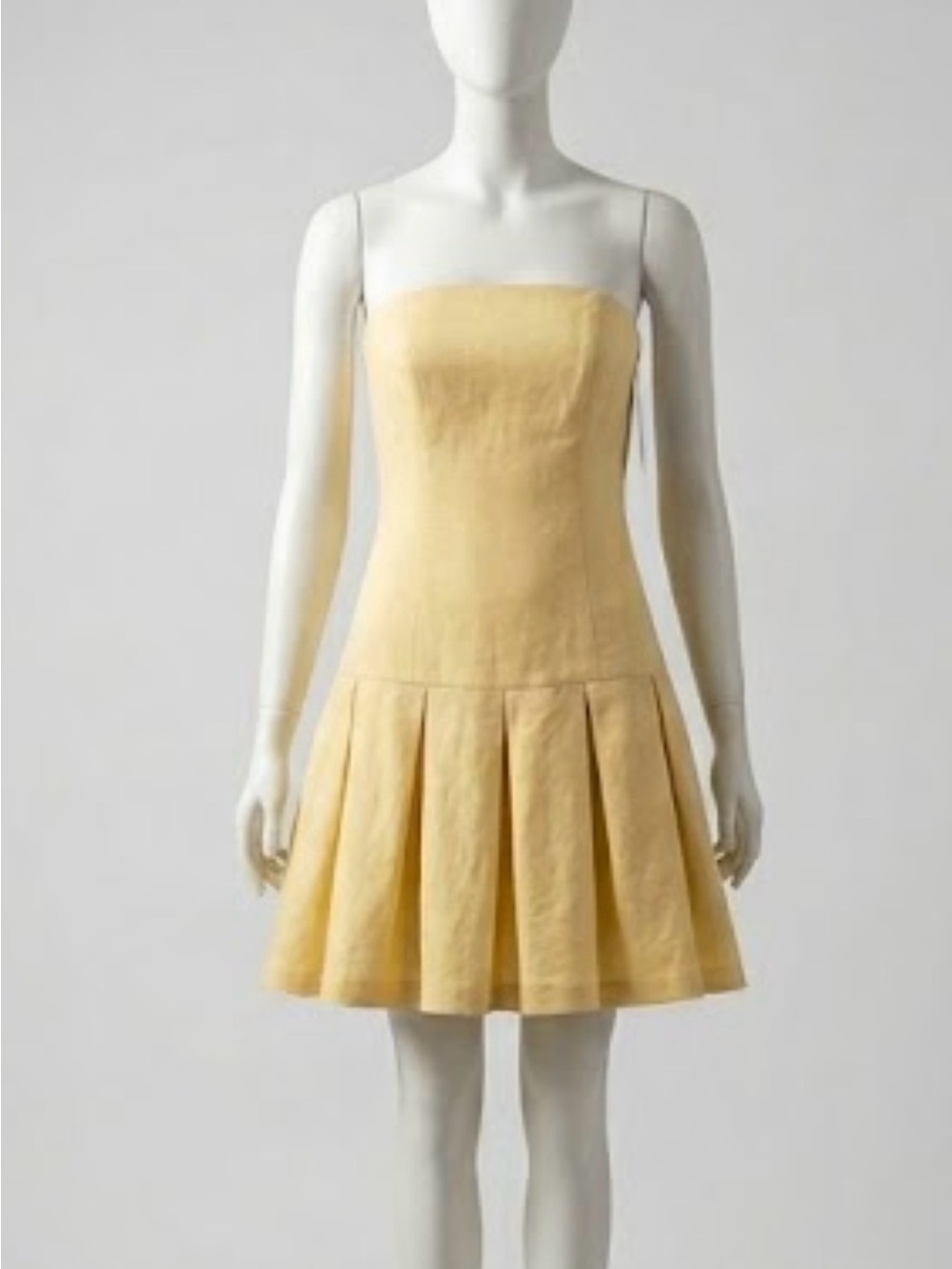 Reformation Isabeli Strapless Pleated Sundress in Soft Pale Yellow NWT size 12